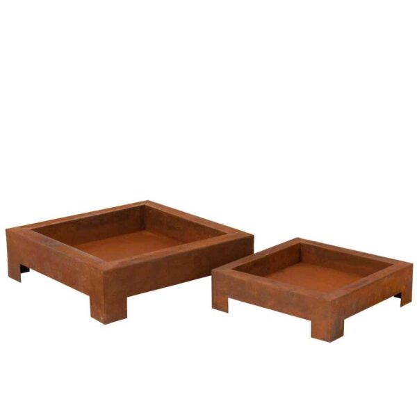 SET OF 2 BRAZIERS METAL RUST
