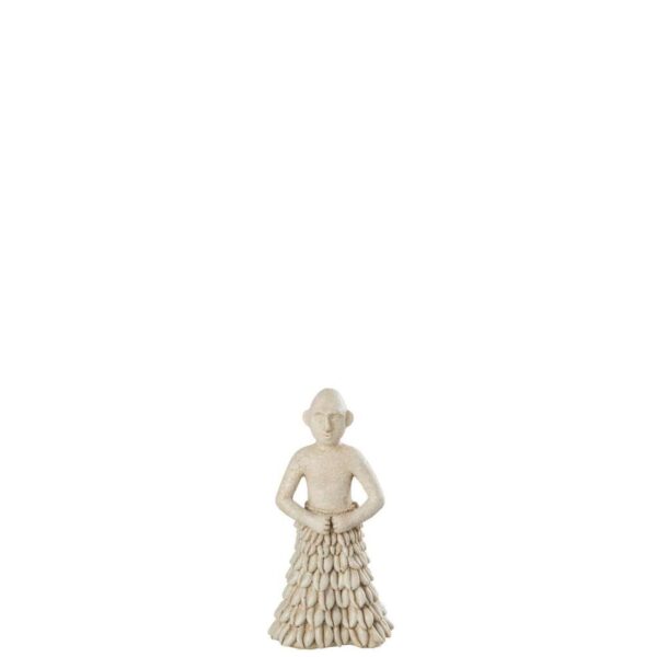 MAN STANDING ETHNIC STONE/RESIN BEIGE