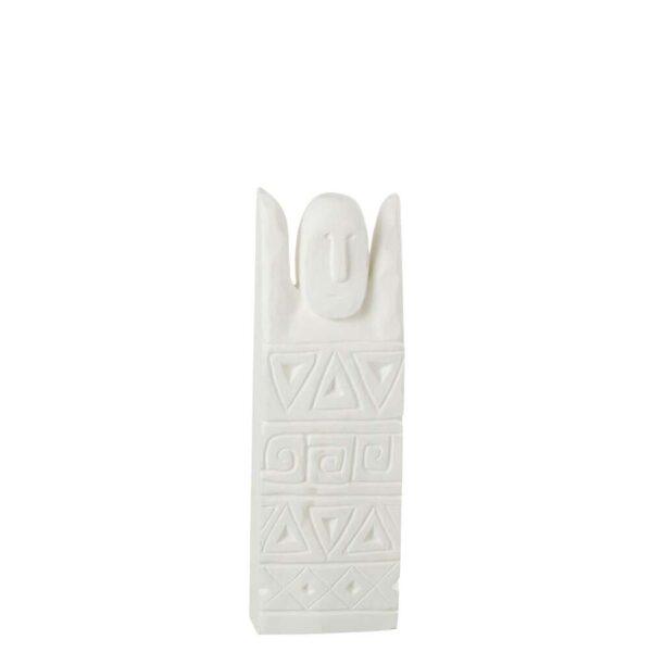 AFRICAN CARVED FIGURE HAPPY WOOD WHITE