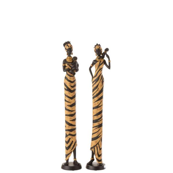 AFRICAN WOMAN ZEBRA POLY BLACK/BROWN LARGE ASSORTMENT OF 2