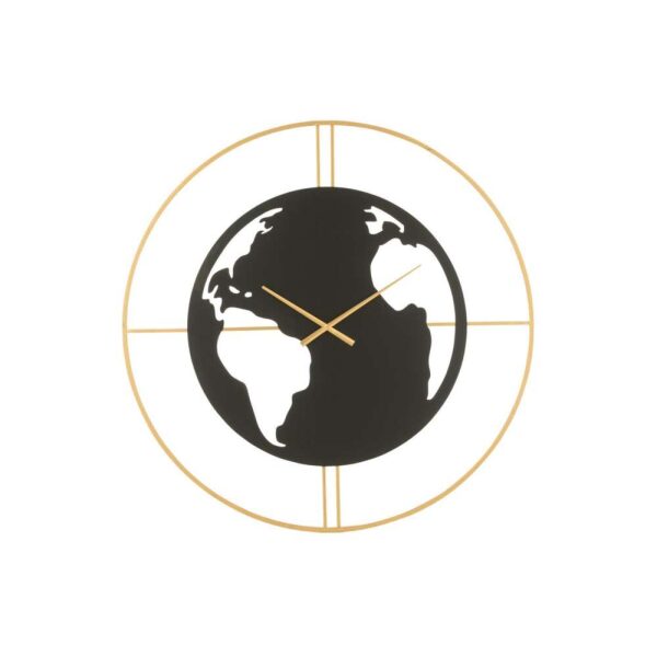 CLOCK WORLD MAP HOLES METAL BLACK/GOLD LARGE