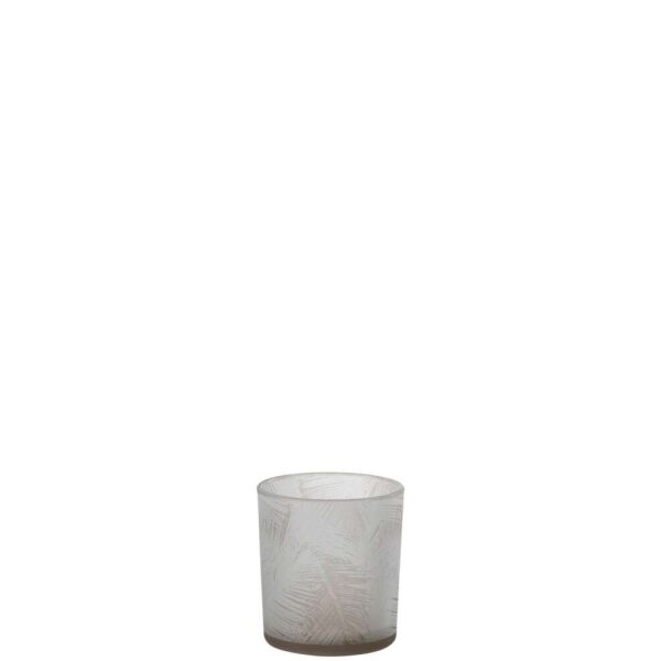 TEALIGHT HOLDER LEAVES GLASS BEIGE SMALL