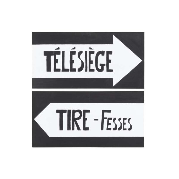PLACARD ARROW SKI WOOD BLACK/WHITE ASSORTMENT OF 2