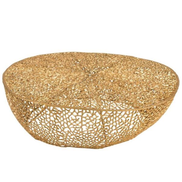 COFFEE TABLE ROUND LOW CORAL PATTERN ALUMINIUM GOLD