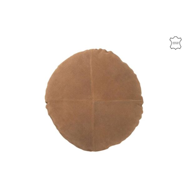 CUSHION ROUND LEATHER CAMEL