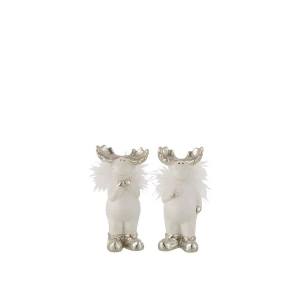 REINDEER CERAMIC WHITE/SILVER SMALL ASSORTMENT OF 2