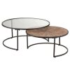 SET OF 2 COFFEE TABLES ROUND METAL BLACK