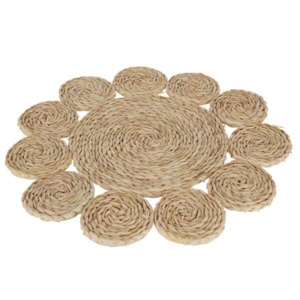 PLACEMAT ROUND FLOWER CORNHUSK NATURAL