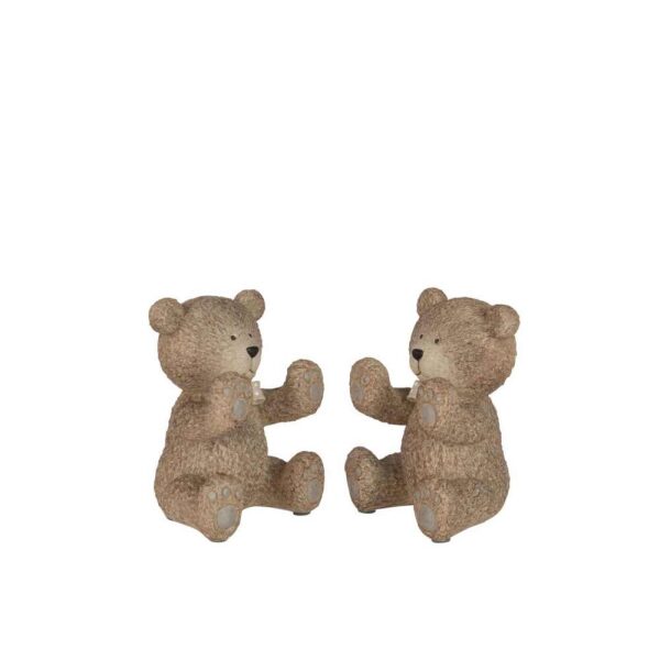 SET 2 BOOKEND TEDDY POLY LIGHT BROWN