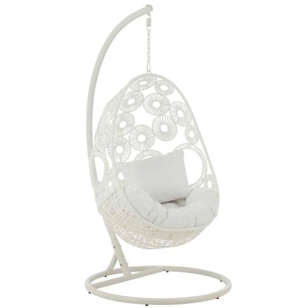 HANGING CHAIR+CUSHIONS BULA METAL/REED WHITE