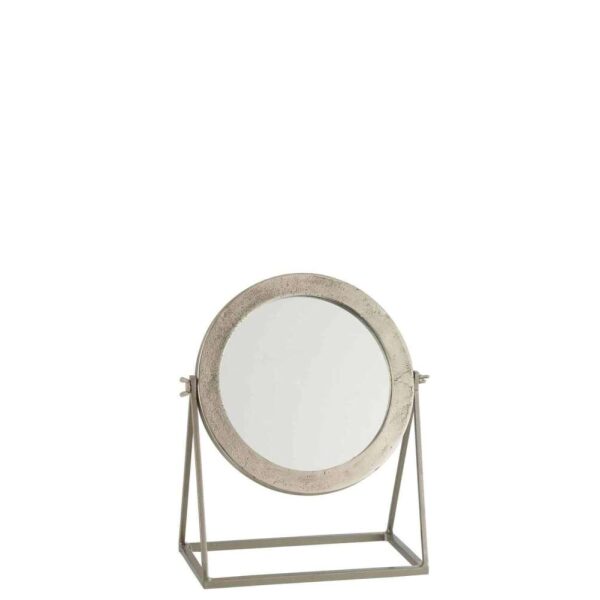 MIRROR ROUND ON FOOT METAL SILVER