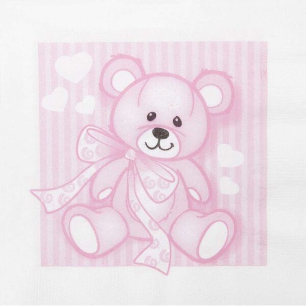 Serviett Lunch  33X33Cm Bamse Rosa