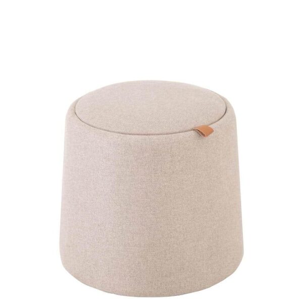 POUF/SIDETABLE ROUND TEXTILE/WOOD BEIGE