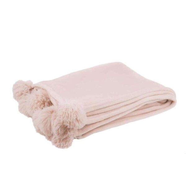 PLAID POMPOM POLYESTER LIGHT PINK