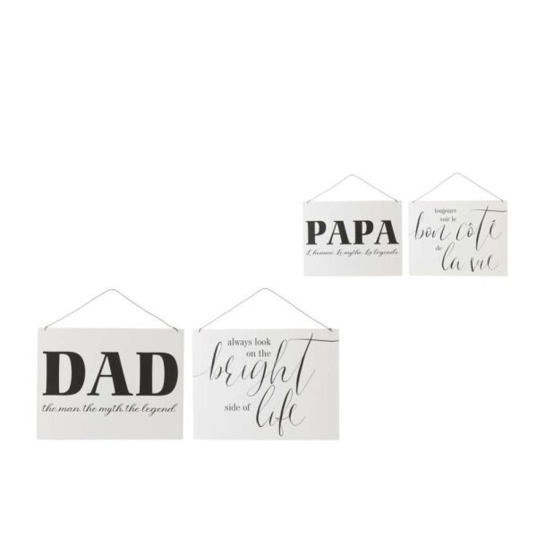 PLACARD TEXTS ENGLISH LIFE DAD METAL WHITE/BLACK ASSORTMENT OF 2