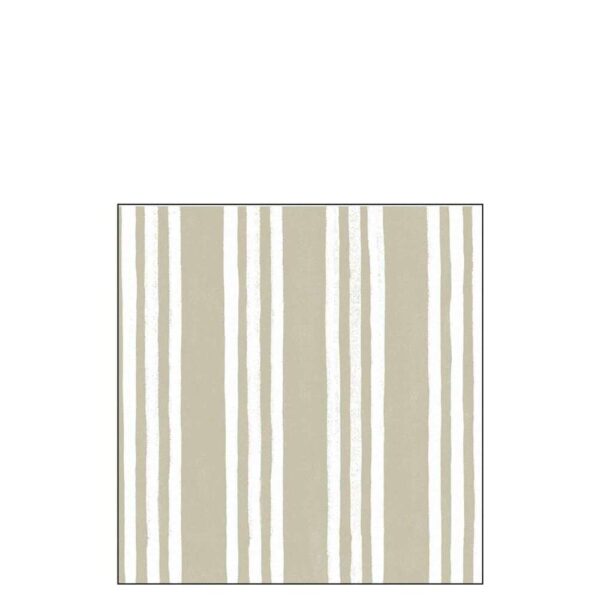 PACK 20 NAPKINS STRIPES PAPER TAUPE/WHITE LARGE