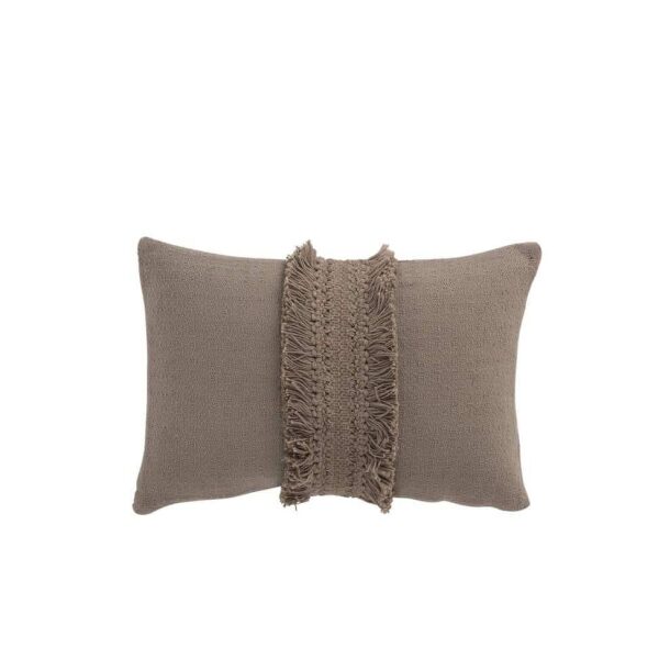CUSHION RECTANGULAR TASSEL BAND COTTON TAUPE