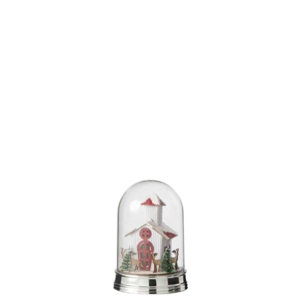 BELL JAR WINTER HOUSE+ANIMALS LED ACRYLIC WHITE/GREEN
