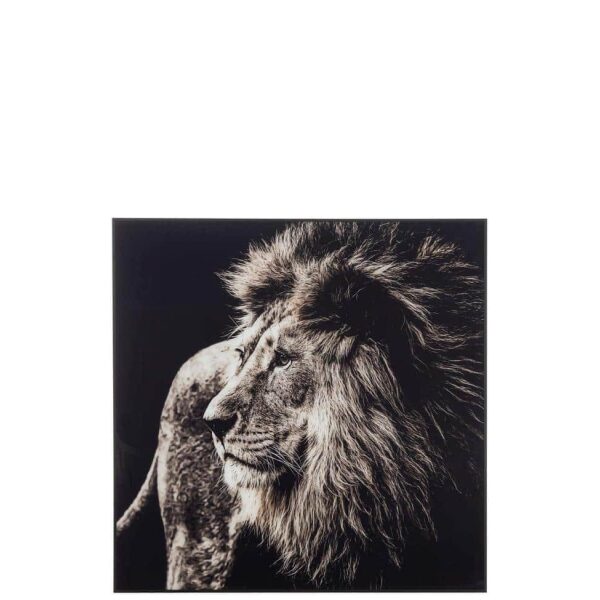 WALL DECO LION GLASS/ALUMINIUM BLACK/WHITE