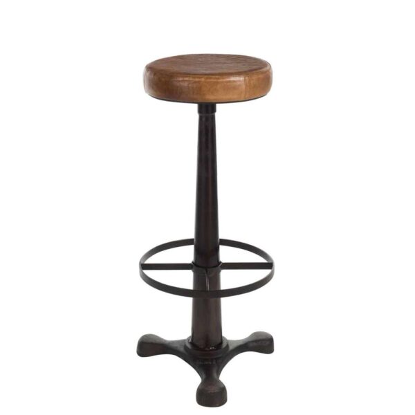 BAR STOOL LEATHER/METAL BROWN