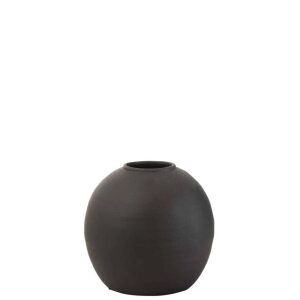 VASE ROUND CEMENT BLACK