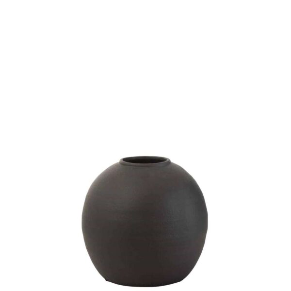 VASE ROUND CEMENT BLACK