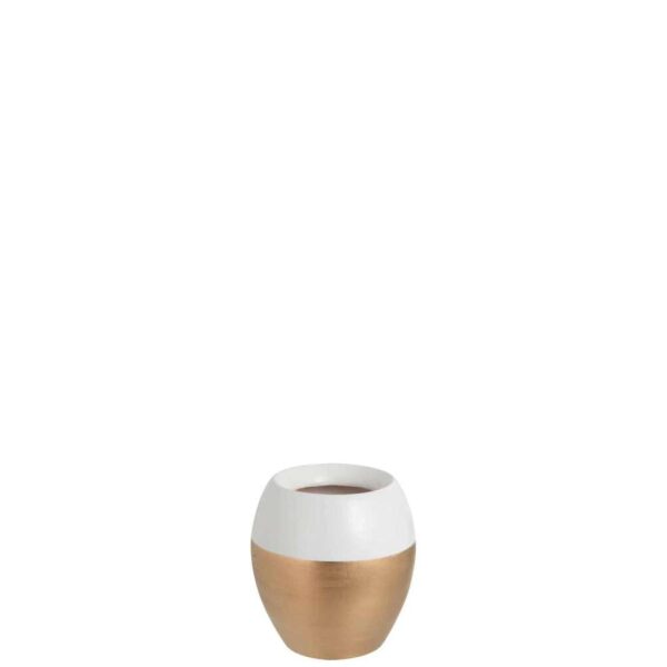 VASE BORDER TERRACOTTA WHITE/GOLD SMALL