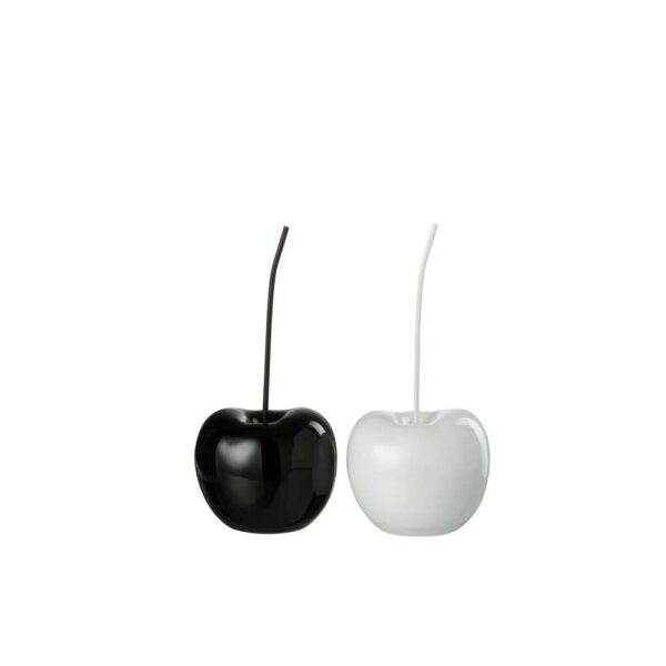 CHERRY RESIN SHINY WHITE/BLACK SMALL ASSORTMENT OF 2