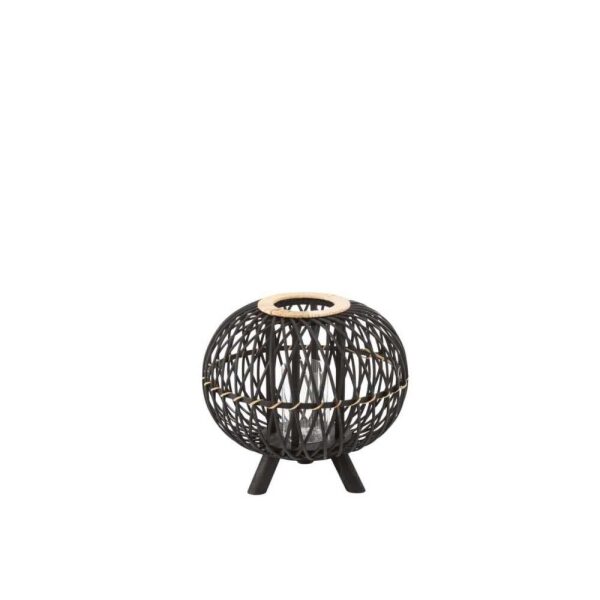 LANTERN BALL ON FOOT BAMBOO BLACK/NATURAL SMALL