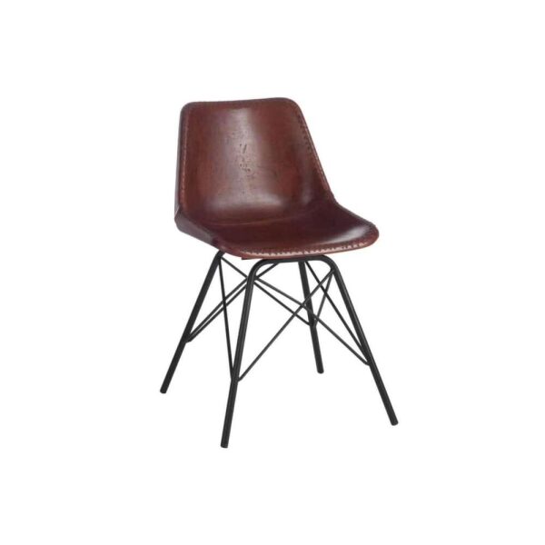 CHAIR LOFT LEATHER/METAL DARK BROWN/BLACK