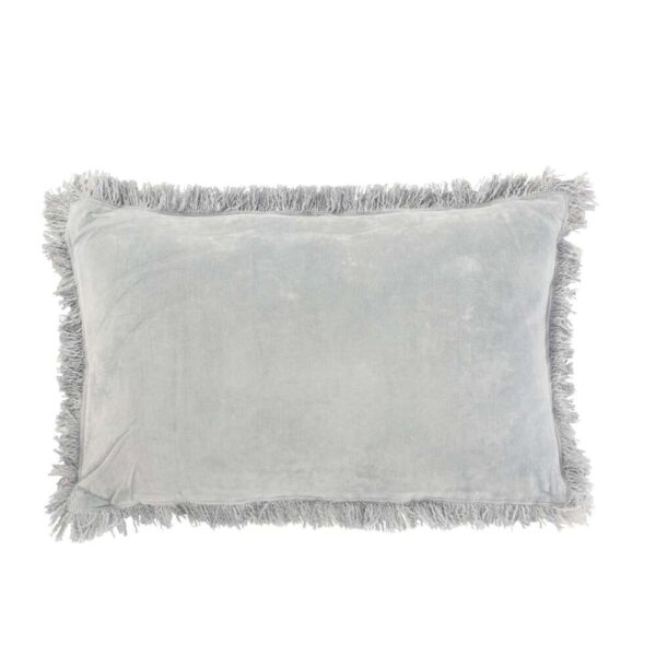 CUSHION FRINGE COTTON VELVET BLUE