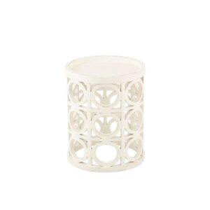 SIDE TABLE CARVING FIR WOOD/MDF WHITE