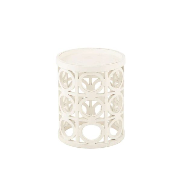 SIDE TABLE CARVING FIR WOOD/MDF WHITE