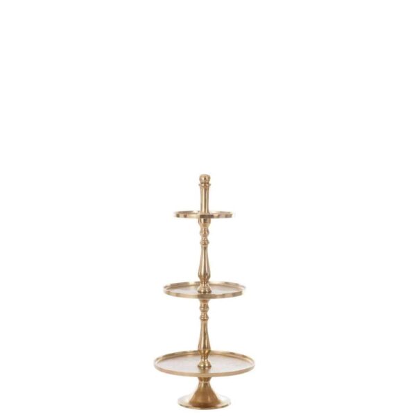 TRAY 3 LEVELS ROUND ALUMINIUM GOLD