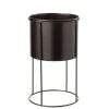 FLOWERPOT ON FOOT METAL BLACK LARGE