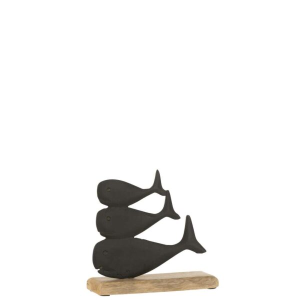 WHALES ON BASE ALUMINIUM BLACK SMALL