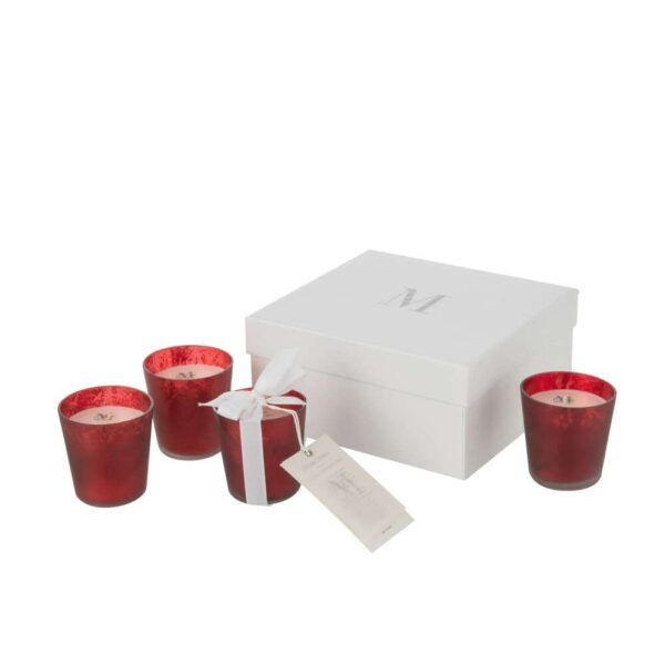 BOX 4 SCENTED CANDLE M-CHIC GLASS RED-21H