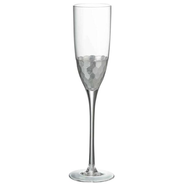 CHAMPAGNE GLASS TRANSPARENT/SILVER 7X7X26CM