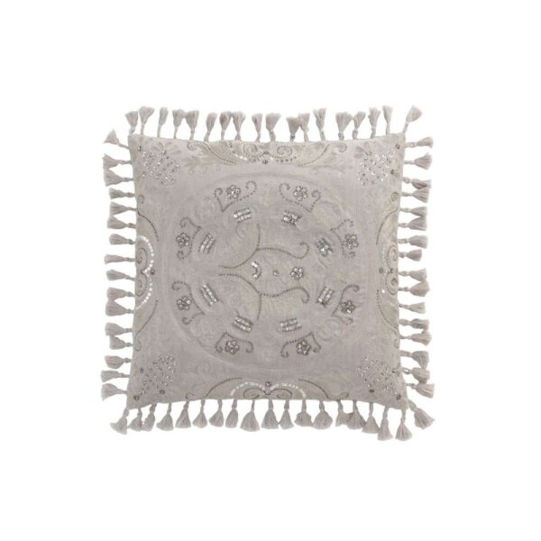 CUSHION MOROCCAN WITH TASSELS VELVET GREY