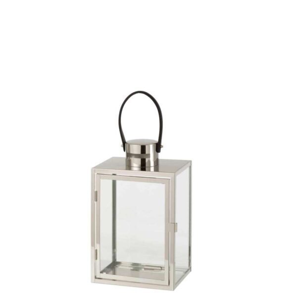 LANTERN RECTANGLE METAL/GLASS SILVER