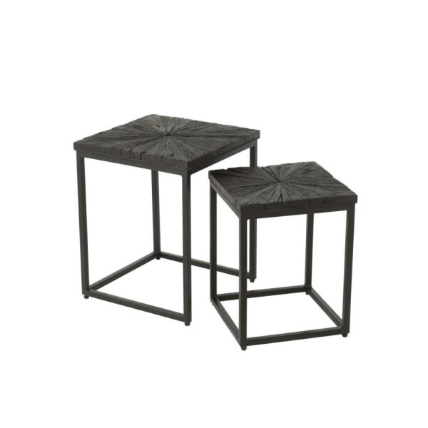 SET OF 2 SIDE TABLES SHANIL WOOD/IRON BLACK