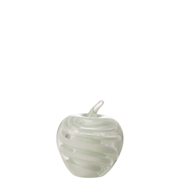 PAPERWEIGHT APPLE GLASS WHITE SMALL