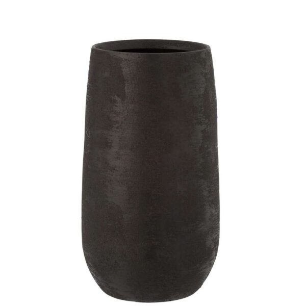 VASE IRREGULAR ROUGH CERAMIC BLACK LARGE