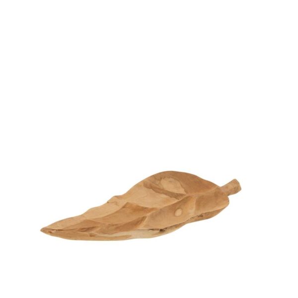 DISH LEAF TEAK WOOD NATURAL MEDIUM
