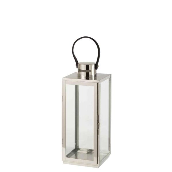 LANTERN SQUARE METAL/GLASS SILVER