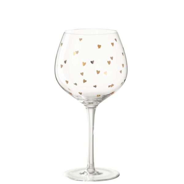 WINE GLASS HEART GLASS TRANSPARENT/GOLD