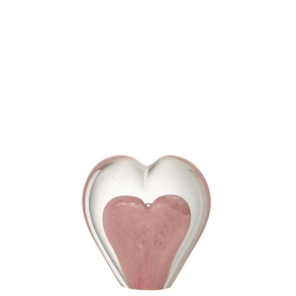PAPERWEIGHT HEART GLASS PINK SMALL