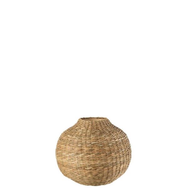 VASE SHORT DECORATIVE SEAGRASS/BAMBOO NATURAL
