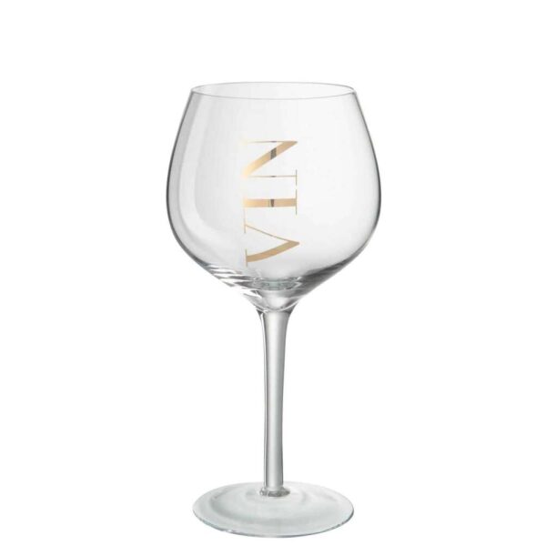 WINE GLASS RED GLASS TRANSPARENT/GOLD