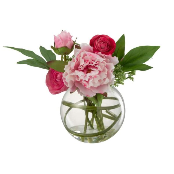 BUTTERCUP PEONY IN VASE BALL PLASTIC GLASS PINK